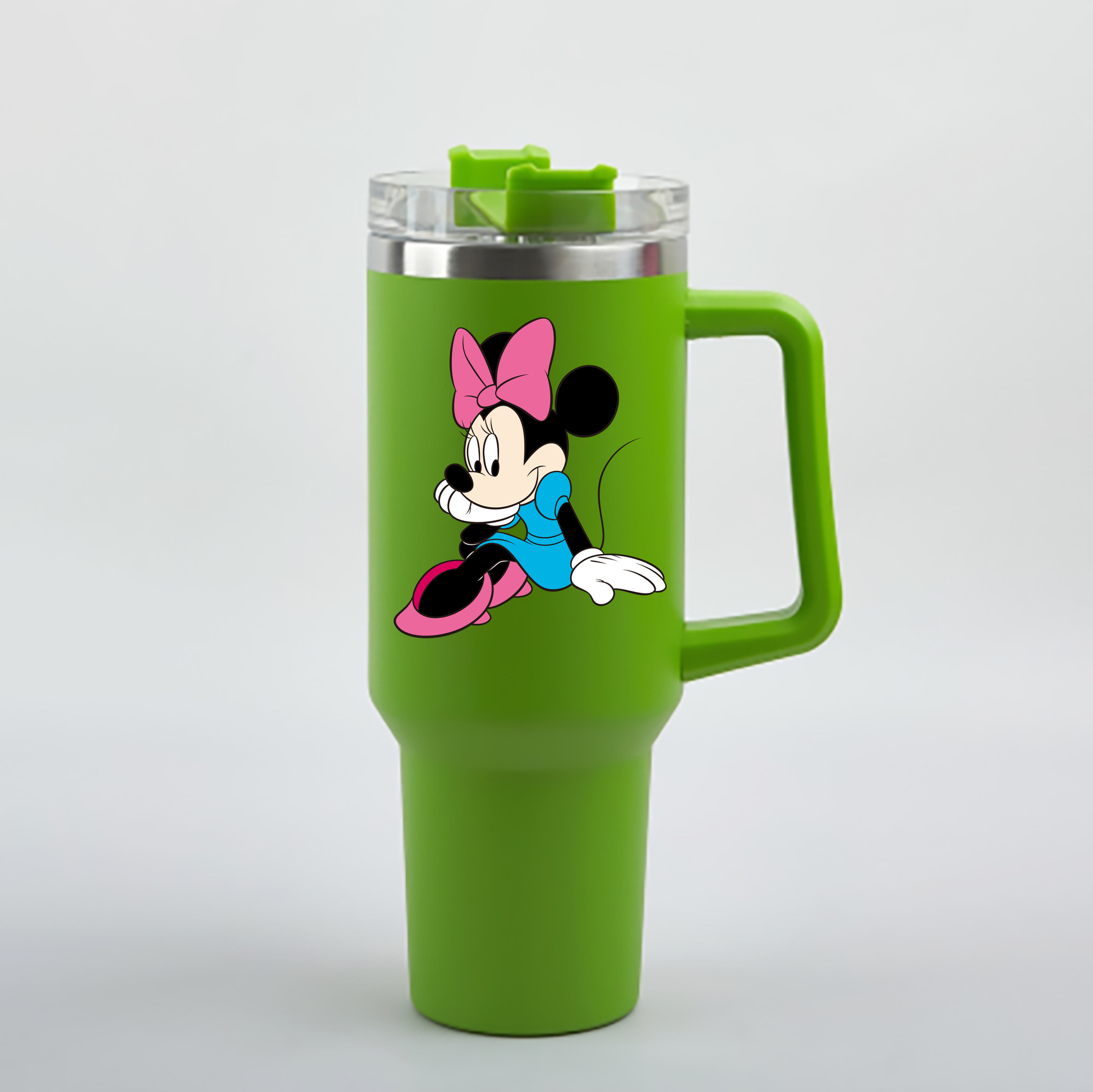（画像用） ミッキーマウス Mickey Mouse 1200mL車用タンブラー - クリスタルステッカー（プラスチックストロー付き）